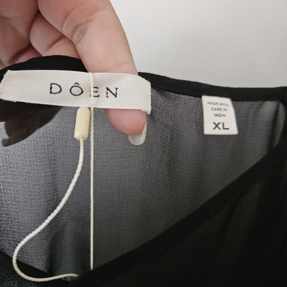 Doen Black Long Deep V Neck Slip Dress NWT - Picture 8 of 10